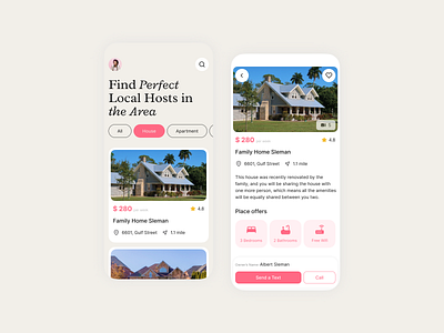 House Rental Application airbnb app design application design dailyui design house rental app mobile app mobile app design ui ui design ui ux