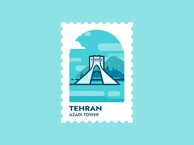 Tehran - iran blue graphic design illustration iran stamp tehran