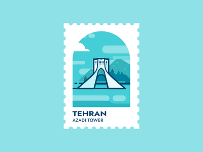 Tehran - iran blue graphic design illustration iran stamp tehran