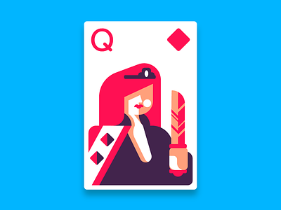 Ace Of Hearts & Queen Of Diamonds branding cards deck design diamond graphic design heart icon illustration line minimal playing cards queen retro simple ui