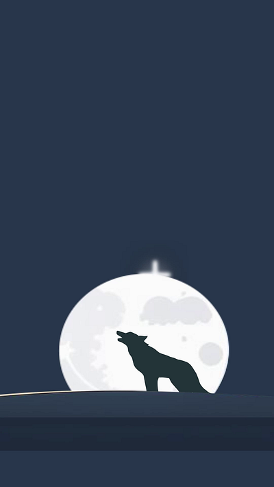 Scary wolf howling night scene animation full moon night graphic design logo moon night motion graphics motionclub night scene wolf