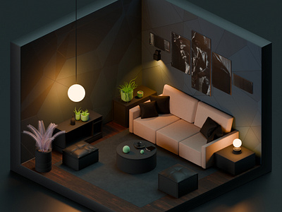 Recreation room 3d blender design render room