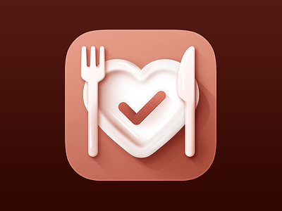 Ditch your diet App Icon android icon app icon burn checkmark design diet app diet icon ditch food fork goal heart plate icon design illustration ios icon iphone icon knife love photoshop ui