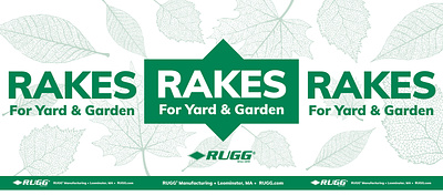 RUGG Lawn Rake Display Box design display box graphic design lawn care lawn equipment leaf leaves packaging packaging design rake vector