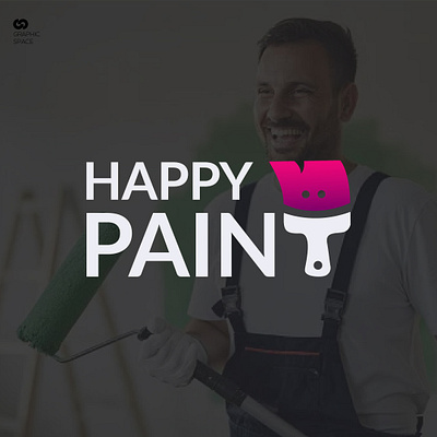 Happy pain logo clean color colors logo house paint logo paint logo painting print