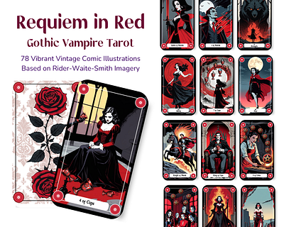 Requiem in Red Gothic Vampire Tarot Deck card design cartomancy tarot tarot design