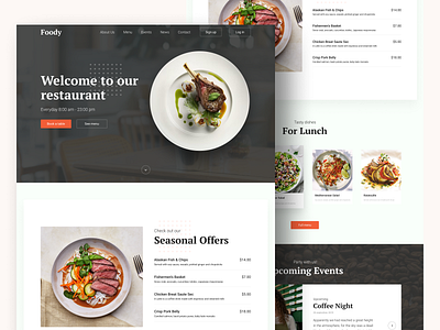 Foody Restaurant Website dribbble figma landing restaurant restaurantdesign ui uidesign uiux userexperience ux webdesign website