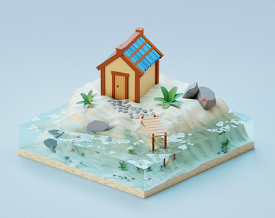 Beach house for begginers 3d