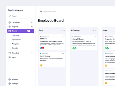FineFin HR Apps - Employee Board dashboardui employeeboard employeemanagement hr hrdashboard jira