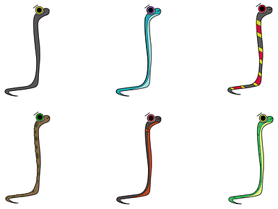Serpent Stickers Pack giftforsnakelover reptilelove serpentstickers simplesnakeart snakeart snakeillustration