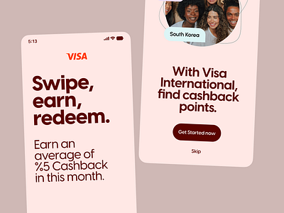 App Onboarding UI - Payment with Visa app app design card cashback credit card earn international mobile mobile app mobile app design money payment payment card ui ui design visa visa card