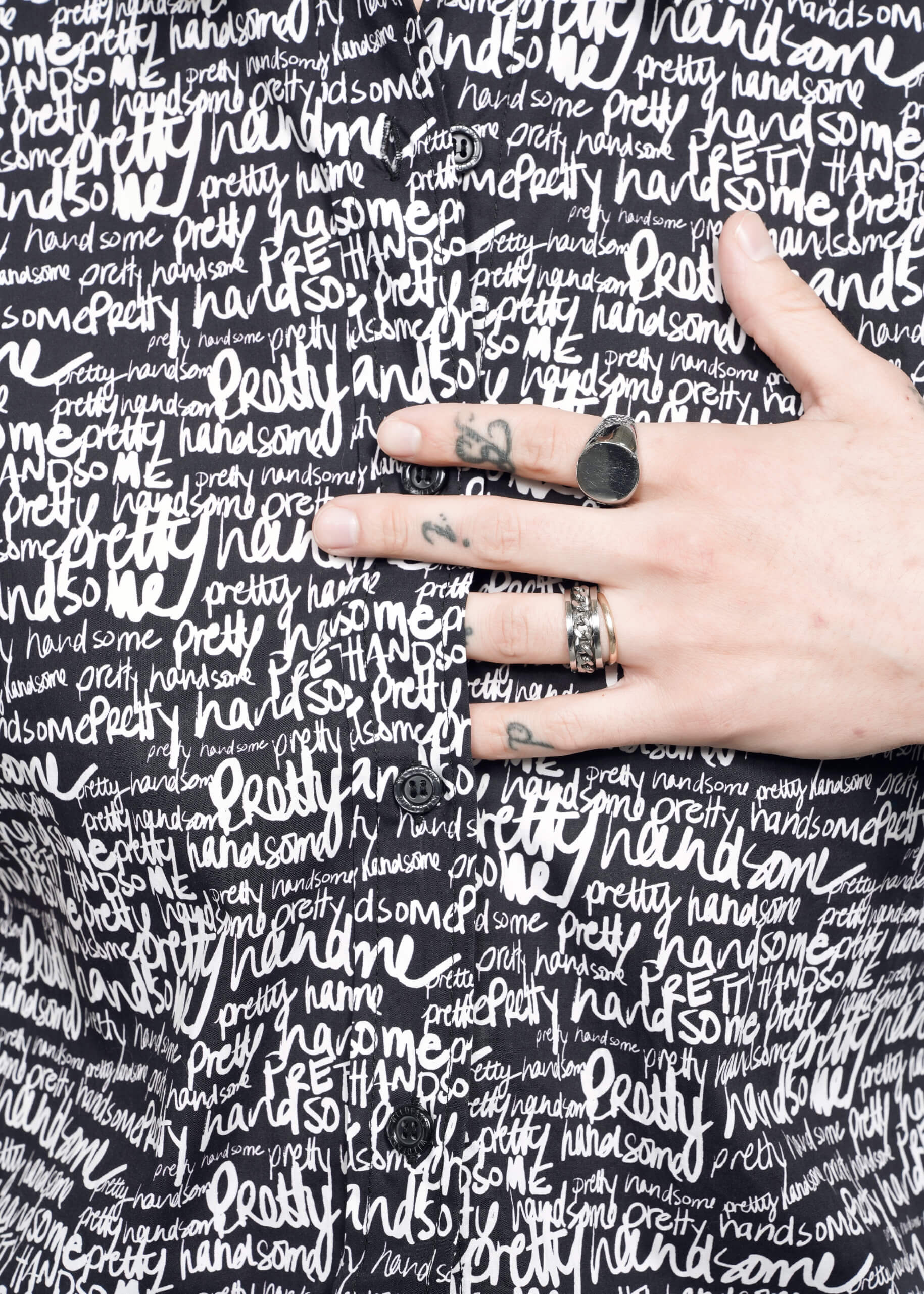 Pretty Handsome print I designed for Wildfang aop apparel prints fashion fashion prints repeat pattern surface pattern design text prints textile design