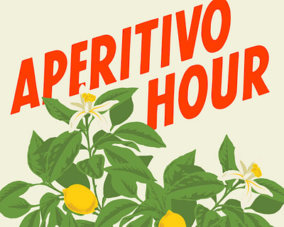 Aperitivo Hour branding illustration lettering type typography