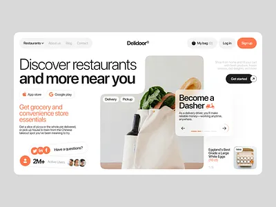 Grocery Delivery Mobile iOS App courier dashboard delivery ecommerce food grocery homepage interface landing menu navigation order shipping shop track web website