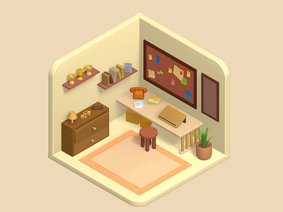 3D Isometric Room 3d 3d furniture 3d illustration 3d isometric 3d isometric illustratrion 3d room furniture illustration illustration isometric furniture spline