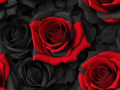 3d black and red matte roses flowers seamless black roses red roses roses