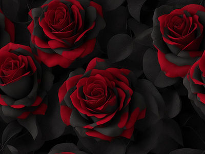 3d black and red matte roses flowers seamless pattern flowers red roses roses
