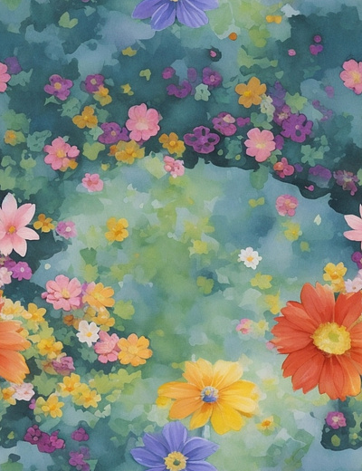 Colorful flower garden in watercolors colorful flowers flowers