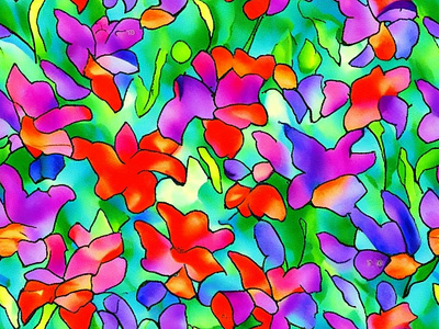 Colorful flowers in the style of watercolor on a green backgroun colorful flowers flowers water color