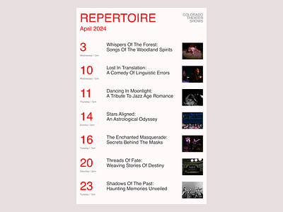 Theater Monthly Schedule Poster design typography ui ux web design