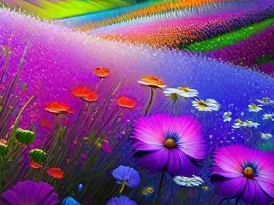 Field of flowers vibrant and iridescence field of flowers flowers vibrant color