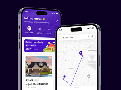 Omahku 🏠 - Online Property Mobile App Design apartment booking branding clean design details discover home hotel house map mobile mockup payment property real estate rent search ui ux