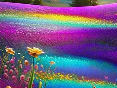 Iridescence and vibrant colorful field of flowers colorful field of flowers flowers iridescence vibrant