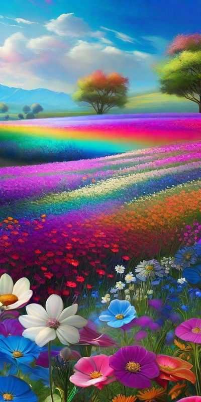 Iridescence vibrant colorful field of flowers colorful field of flowers flowers vibrant