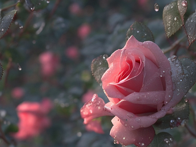 Pink Rose garden water droplets flower pink pink rose rose water droplet