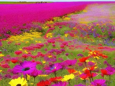 Vibrant colorful field of flower colorful flowers vibrant