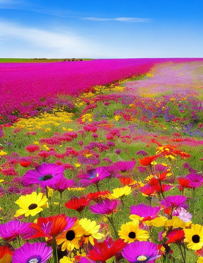 Vibrant colorful field of flower colorful flowers vibrant