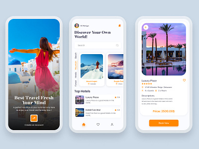 Travel Mobile App Design agency app design booking booking app colorful ui figma design home page hotel hotel booking mobile app tour tour app tour plan travel travel app travel app design travel mobile app traveler vacation vinomind