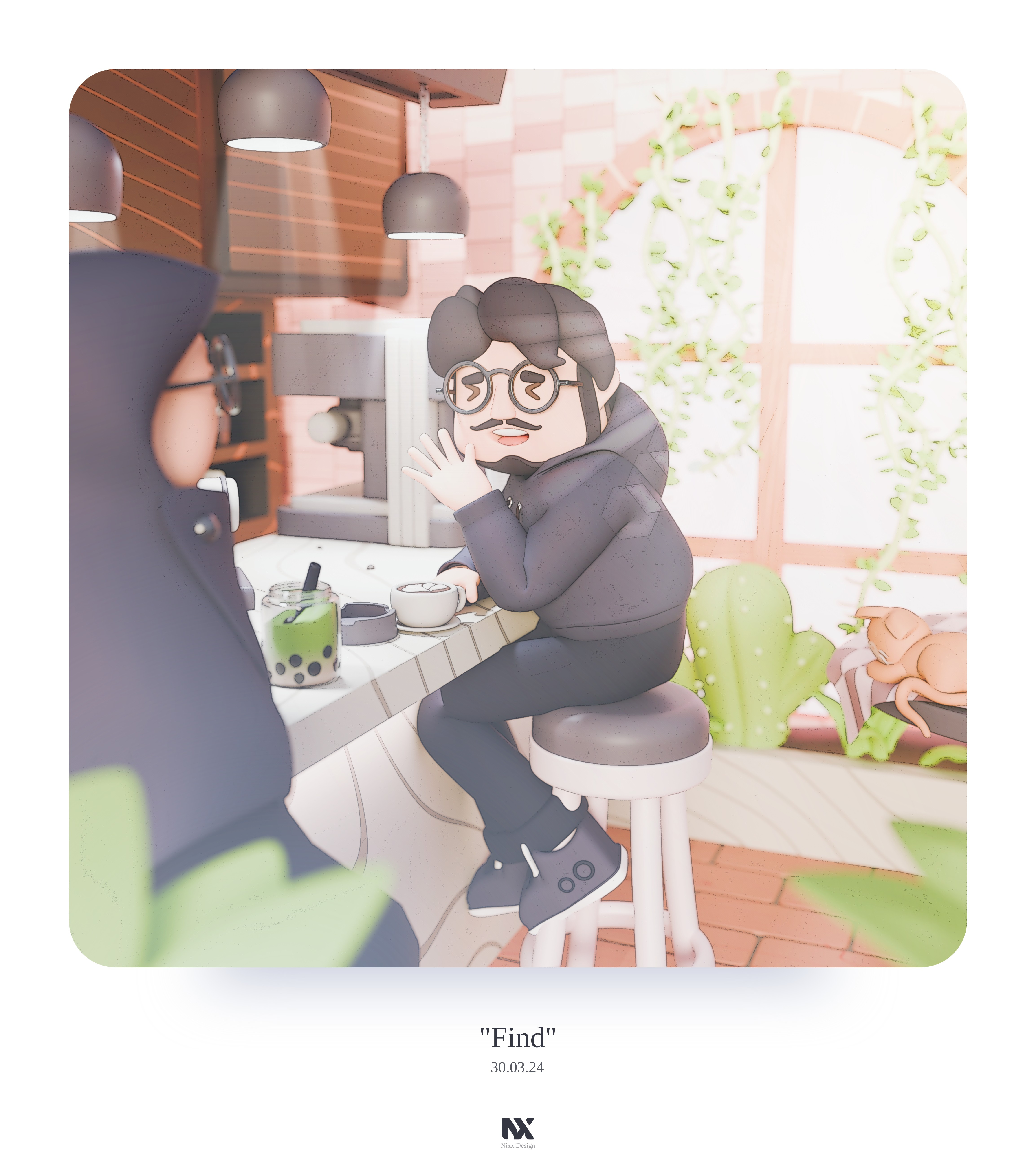 It's You - Caffee Girl 3D Illustration 3d 3d illustration archviz building caffee coffee shop couple drink enviroment food girl graphic house illustration indoor interior plant web web design