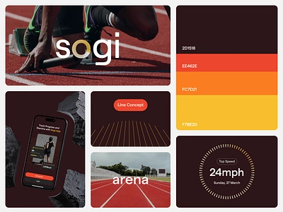 SOGI Sports App Branding black brand color brand concept brand identity branding concept design fitness app font grotesk health app modal sport branding sports app storytelling strong color ui ui design ui element user interface