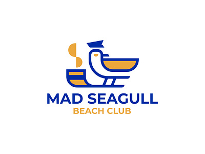 Mad seagull beach bird branding captian club design graphic design illustration logo mad motion graphics seagull tube typography vector