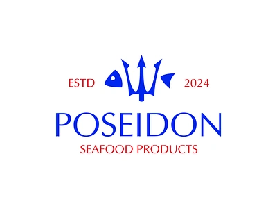 Poseidon branding design fish fork graphic design illustration logo motion graphics poseidon products sea seafood products typography vector