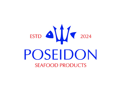 Poseidon branding design fish fork graphic design illustration logo motion graphics poseidon products sea seafood products typography vector