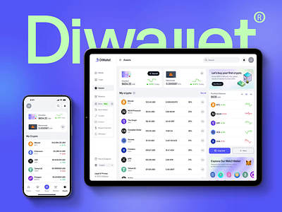 Diwallet - Fintech Web App animation bank app banking banking app buy crypto app currency design finance finance app financial fintech invest mobile app money management transaction ui ux wallet web app