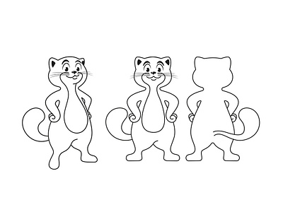 Маскот branding cat character front view graphic design mascot projection rear view