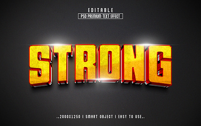 Strong'' Editable PSD Text Effect Style 3d action branding editable effect graphic design headline illustration letter effect logo psd text red strong 3d text strong effect strong text style text text yellow