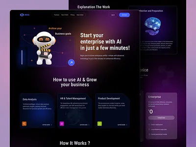 AI Landing Page ai apps artificial intelligence figma home page landing page product design saas technology ui uiux web design website design
