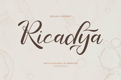 Ricadya | Handwriting Font beauty calligraphy script font classy elegant fonts luxury font minimalist font signature script watermark font wedding font