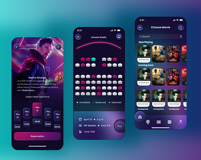 Buy cinema tickets online graphic design ui