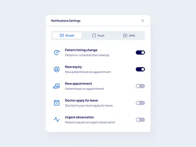 Notifications Settings notifications notifications settings popup settings ui