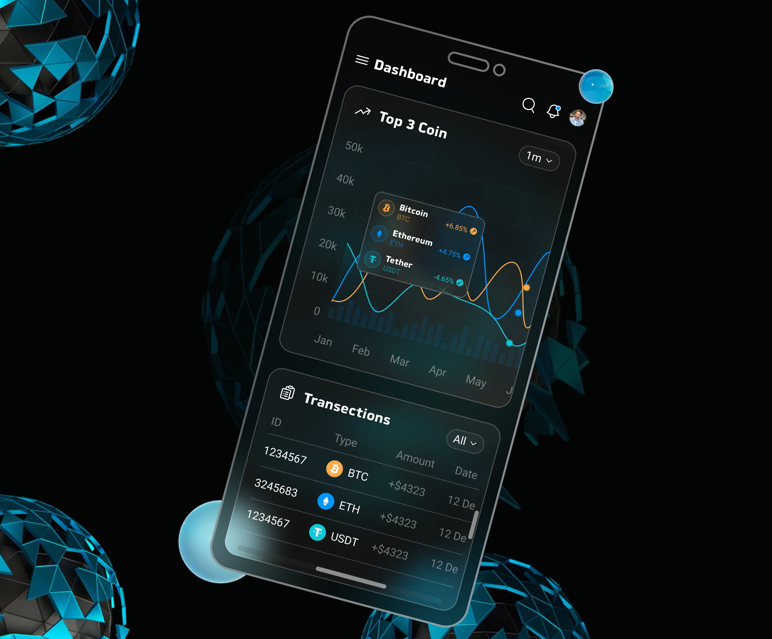 Mobile Crypto Exchange Dashboard banking app black black dashboard btc crypto exchange cryptocurrency dark dashboard dashboard design exchange financial app glass style glassmorphism mobile app mobile dashboard ui ui design ux website
