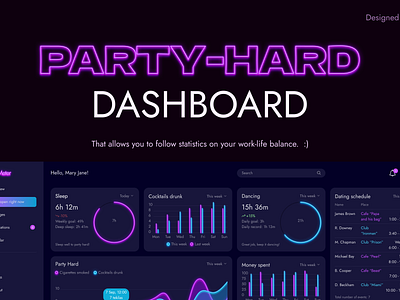 Neon dashboard case charts dashboard design neon statistics ui userflow ux webdesign website