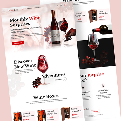 Wine Website Design figma ui design uiux wine wine box wine glass wine website