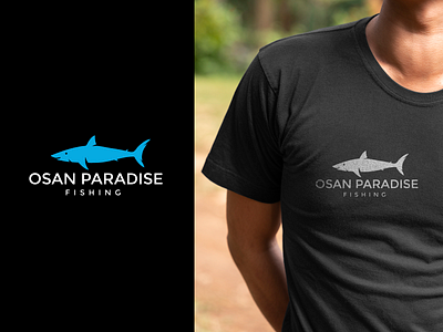 OSAN PARADISE LOGO branding design fish fish logo fishing logo graphic design illustration logo shark
