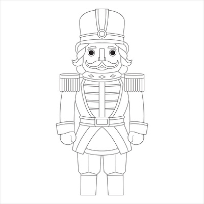 Nutcracker Coloring Page for Kids adult coloring book coloring book coloring page design drawing graphic kids coloring page line art nutcracker nutcracker coloring page