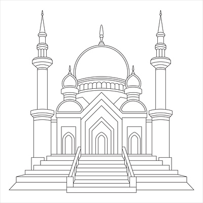 Ramadan Mosque Coloring Page for Kids adult coloring book coloring book coloring page coloring page for kids design drawing graphic kids coloring book kids coloring page line art mosque coloring page mosque coloring page for kids ramadan mosque ramadancoloring page ramadancoloring page for kids